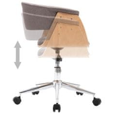 Vidaxl Vrtljiv pisarniški stol taupe ukrivljen les in blago