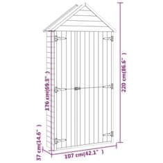 Vidaxl Vrtna lopa za orodje 107x37x220 cm trdna borovina