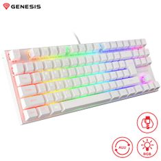 Genesis Thor 303 TKL gaming tipkovnica, mehanska, RGB LED osvetlitev, Anti-Ghosting, F1 - F12, aplikacija, bela