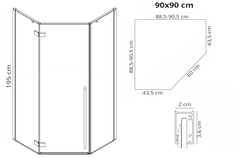 REA Tuš kabina DIAMOND 90x90 GOLD