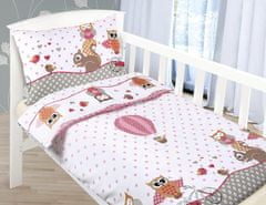 Otroško posteljno perilo iz bombaža Beata - 100x135, 45x60 cm - Sova roza
