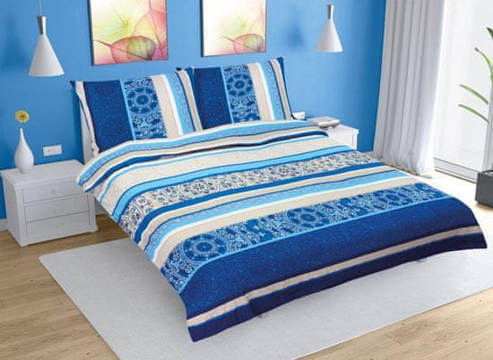 Dvoposteljno krep posteljno perilo - 240x220, 2 kosa 70x90 cm (240 cm širine x 220 cm dolžine) - Orient modra