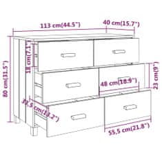 Vidaxl Komoda medeno rjava 113x40x80 cm trdna borovina