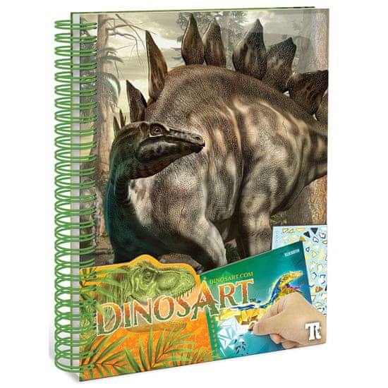 DINOSART kreativni blok, kreacije z nalepkami