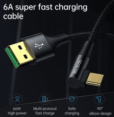 Mcdodo USB telefonski kabel Mcdodo - USB tip C 1,2 m črn CA-1220