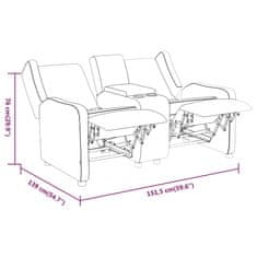 Vidaxl 2-sedežna zofa, držala za pijačo, krem, tkanina