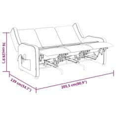Vidaxl 3-sedežni konvertibilni masažni stol, črne barve, oblazinjen s tkanino