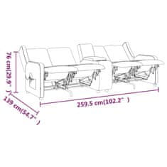 Vidaxl 4-sedežni, raztegljiv masažni fotelj, držalo za pijačo, bordo barva