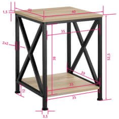 tectake Pomožna mizica Carlton 40,5 x 40,5 x 52,5 cm Industrijsko svetlo