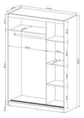 Trianova Garderobna omara z drsnimi vrati Maja 2 150