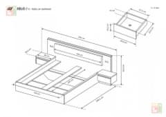 Trianova Postelja in nočni omarici Xelo G - 160x200 cm