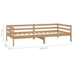 Vidaxl Dnevna postelja z vzmetnico 90x200 cm medeno rjava borovina