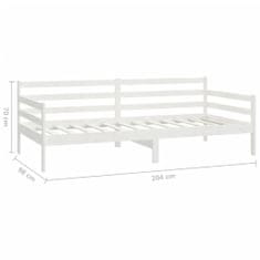 Greatstore Dnevna postelja z vzmetnico 90x200 cm bela trdna borovina