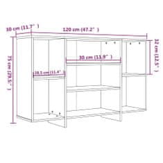 Vidaxl Komoda siva sonoma 120x30x75 cm iverna plošča