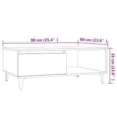 Vidaxl Klubska mizica dimljeni hrast 90x60x35 cm iverna plošča