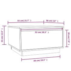 Vidaxl Klubska mizica črna 55x56x32 cm trdna borovina