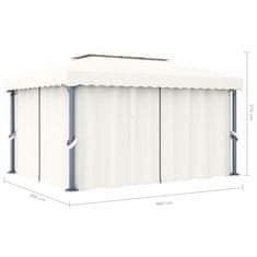 Greatstore Paviljon z zaveso 4x3 m kremno bel aluminij