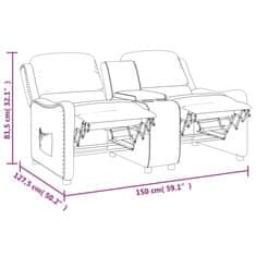 Vidaxl 2-sedežni raztegljivi fotelj, držalo za skodelico, rjava barva, eko usnje