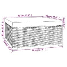 Vidaxl Vrtni stolček za noge z blazino 70x70x30 cm poli ratan