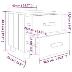 Vidaxl Nočna omarica 2 kosa svetlo siva 40x35x44,5 cm trdna borovina