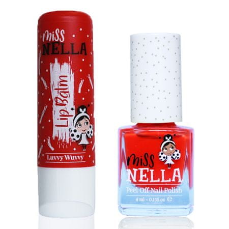  Miss Nella set balzam za ustnice Luvvy Wuvvy in lak za nohte Strawberry'n'Cream 