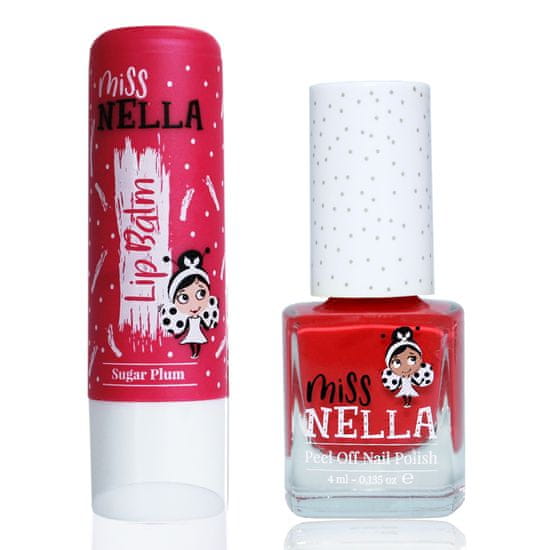 Miss NELLA set balzam za ustnice Sugar Plum in lak za nohte Cherry Macaroon