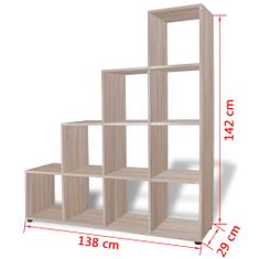 Vidaxl Stopničasta knjižna omara/ razstavna polica 142 cm videz hrasta