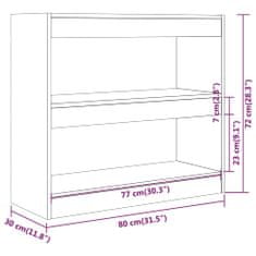 Vidaxl Knjižna omara/pregrada betonsko siva 80x30x72 cm