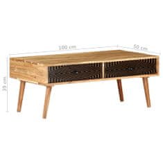 Vidaxl Kavna mizica, 100x50x39 cm, masivni akacijev les