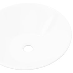 Vidaxl Beli kopalniški keramični umivalnik v obliki sklede