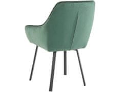 Danish Style Jedilni stol Pamela (SET 2), žamet, temno zelen