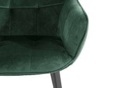 Danish Style Jedilni stol Pamela (SET 2), žamet, temno zelen