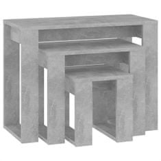 Vidaxl Komplet mizic 3 kosi betonsko siva iverna plošča