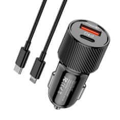 Kaku KSC-678 avto polnilec USB / USB-C QC PD 20W + kabel USB-C / Lightning, črna