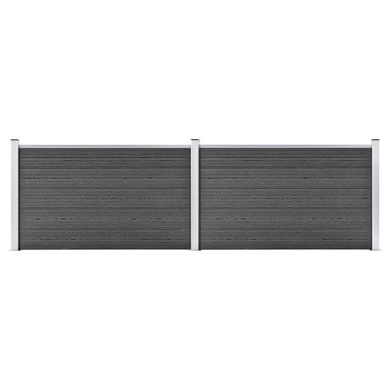 Vidaxl Komplet ograjnih panelov WPC 353x105 cm črn