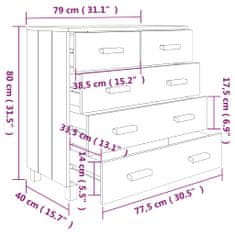 Vidaxl Komoda HAMAR medeno rjava 79x40x80 cm trdna borovina