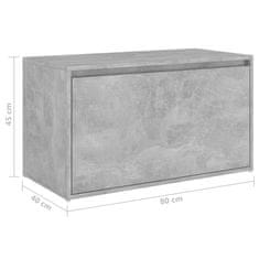 Greatstore Klop za hodnik 80x40x45 cm betonsko siva iverna plošča