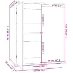 Vidaxl Komoda bela 60x34x75 cm trdna borovina