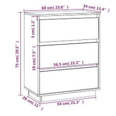 Vidaxl Komoda 60x34x75 cm trdna borovina