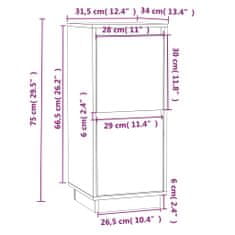 Vidaxl Komoda medeno rjava 31,5x34x75 cm trdna borovina