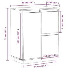 Vidaxl Komoda bela 60x34x75 cm trdna borovina