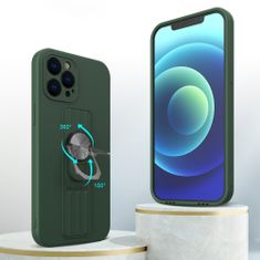 slomart silikonski ovitek ring case z držalom za prste in stojalom za iphone 12 pro max srebrne barve