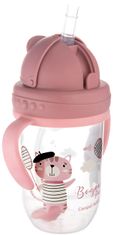 Canpol babies skodelica s slamico in utežjo BONJOUR PARIS, 270 ml, roza