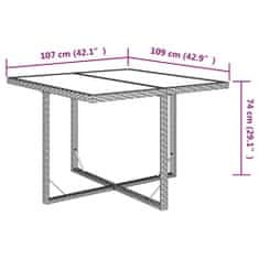 Vidaxl Vrtna miza, rjava, 109x107x74 cm, poliuretan in steklo