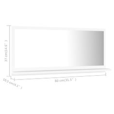 Vidaxl Kopalniško ogledalo belo 80x10,5x37 cm iverna plošča