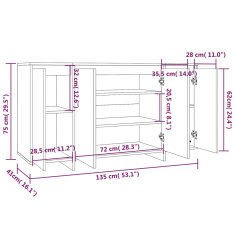 Vidaxl komoda betonsko siva 135x41x75 cm iverna plošča