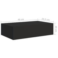 Vidaxl Stenska polica s predalom črna 40x23,5x10 cm mediapan