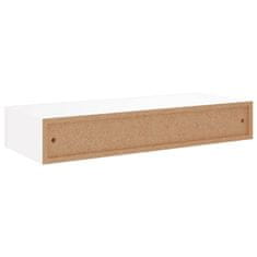 Vidaxl Stenska polica s predalom 2 kosa bela 60x23,5x10 cm mediapan