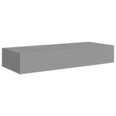 Vidaxl Stenska polica s predalom 2 kosa siva 60x23,5x10 cm mediapan