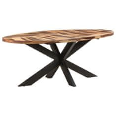 Vidaxl Jedilna miza ovalna 200x100x75 cm akacijev les s palisandrom